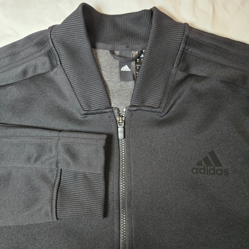Adidas Mens Black Three Stripe Full Zip Track Jacket Bomber BR3279 XL